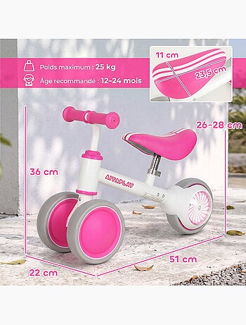 Draisienne enfant 3 roues roue ar lumineuse réglable