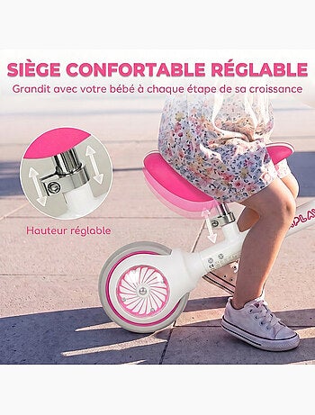 Draisienne enfant 3 roues roue ar lumineuse réglable