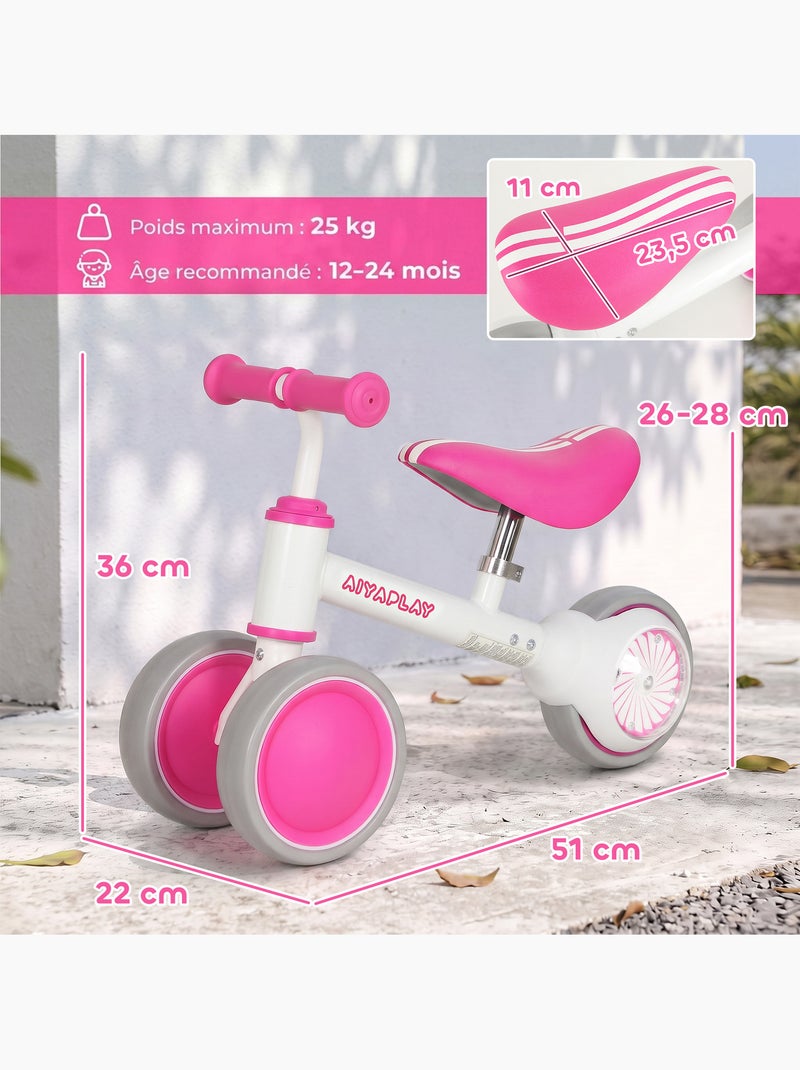 Draisienne enfant 3 roues roue ar lumineuse réglable Rose - Kiabi