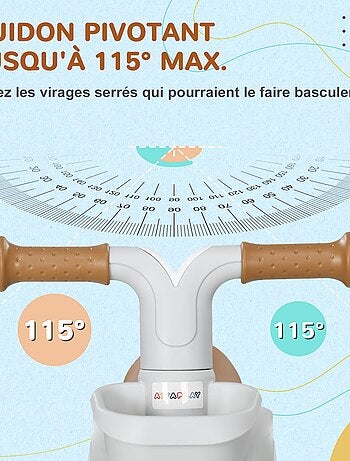 Draisienne enfant 4 roues évolutive - porteur - selle réglable, guidon ergonomique