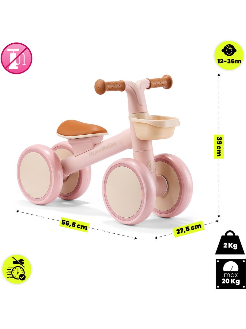 Draisienne Enfant 4 Roues HyperMotion Tobi Mini avec Panier dès 12 mois Rose - Kiabi