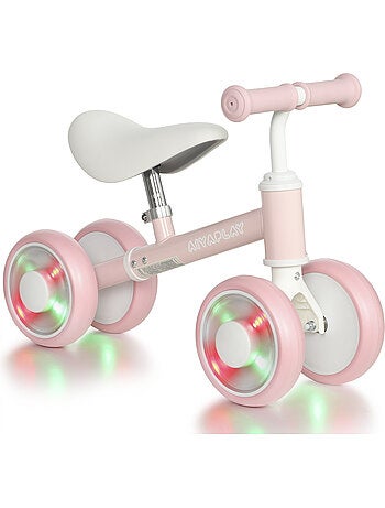 Draisienne enfant 4 roues led réglable rose