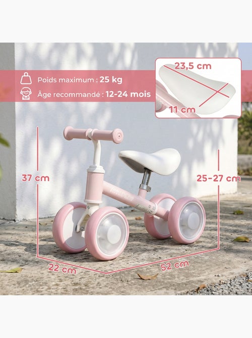 Draisienne enfant 4 roues led réglable rose - Kiabi Draisienne enfant 4 roues led réglable rose - Kiabi