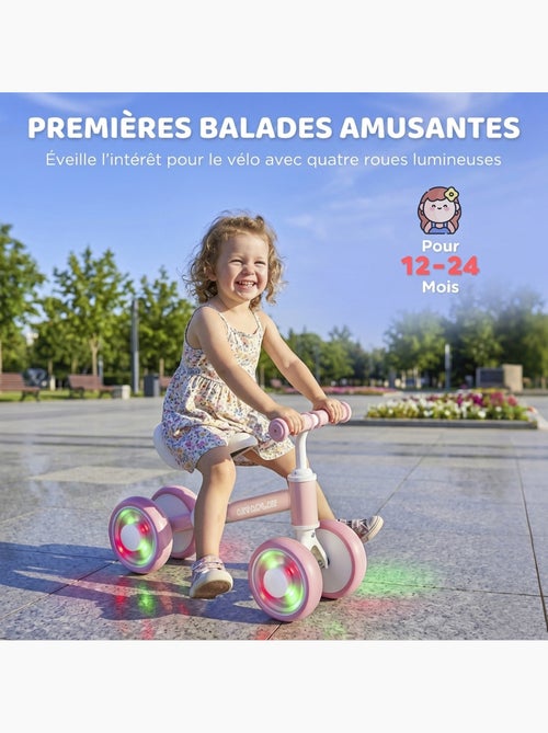 Draisienne enfant 4 roues led réglable rose - Kiabi Draisienne enfant 4 roues led réglable rose - Kiabi