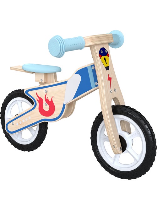 Draisienne enfant bois moto flamme selle réglable pneus eva - Kiabi