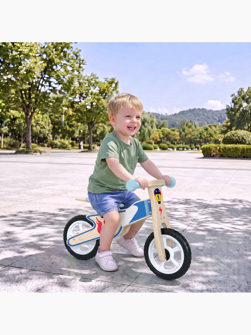 Draisienne enfant bois moto flamme selle réglable pneus eva Beige - Kiabi