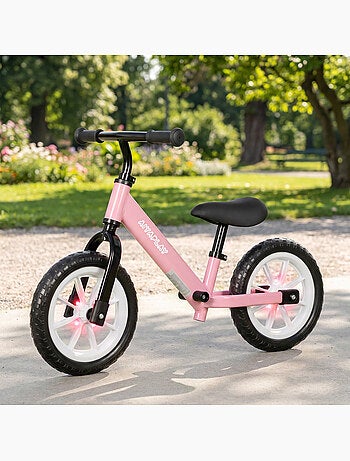 Draisienne enfant led siège guidon réglables rose