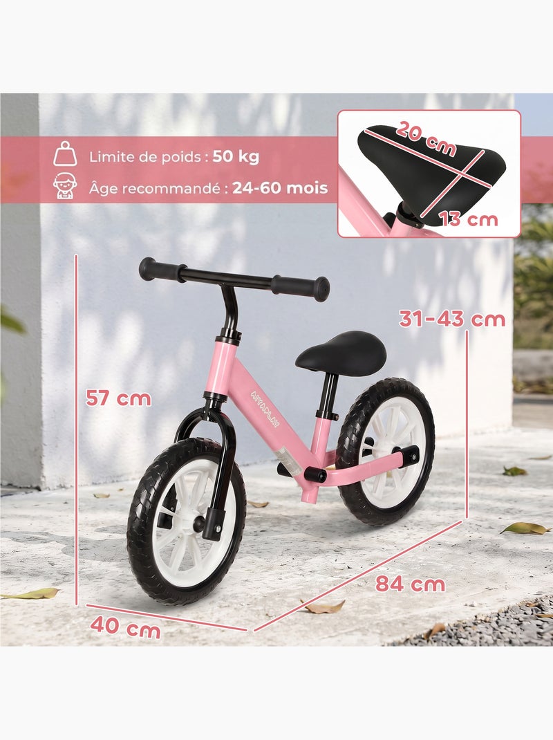 Draisienne enfant led siège guidon réglables rose Rose - Kiabi