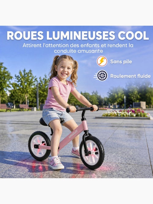 Draisienne enfant led siège guidon réglables rose - Kiabi Draisienne enfant led siège guidon réglables rose - Kiabi