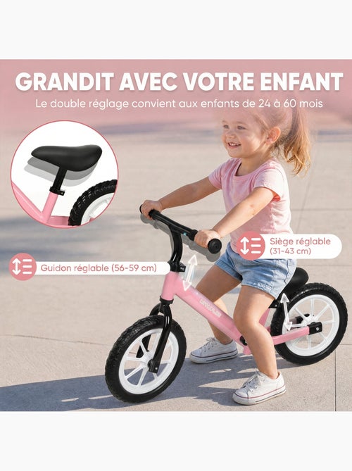 Draisienne enfant led siège guidon réglables rose - Kiabi Draisienne enfant led siège guidon réglables rose - Kiabi