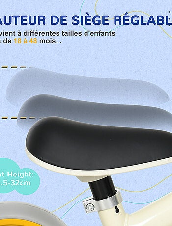 Draisienne enfant selle réglable roues EVA acier