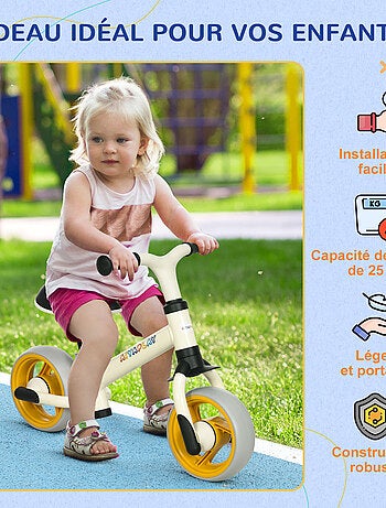 Draisienne enfant selle réglable roues EVA acier