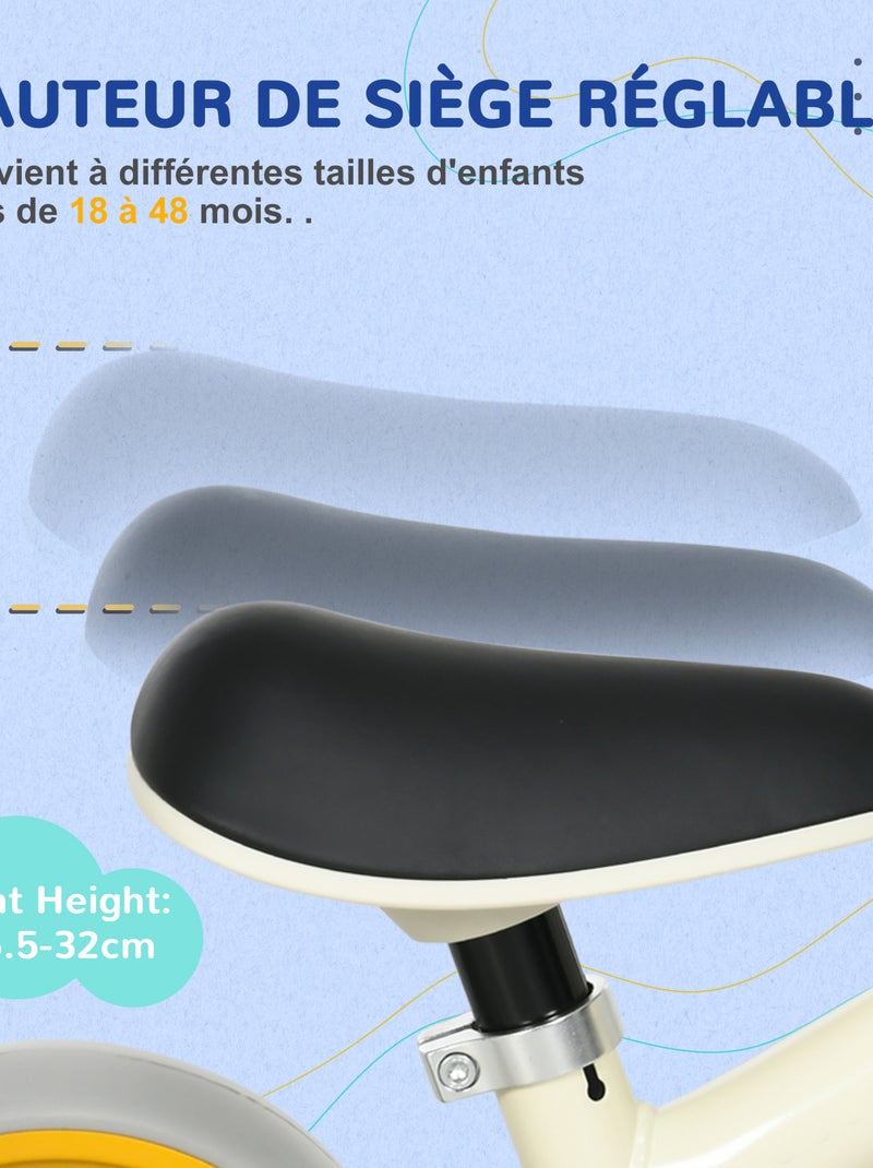 Draisienne enfant selle réglable roues EVA acier Beige/Blanc - Kiabi