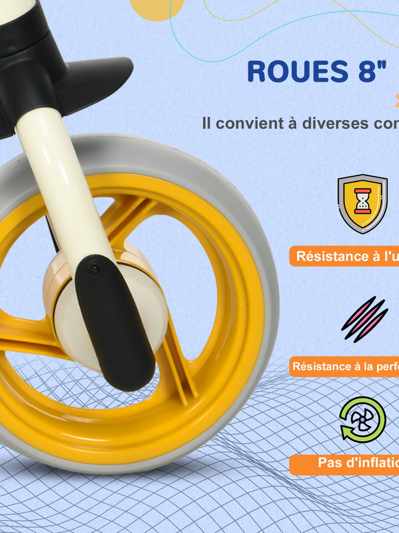Draisienne enfant selle réglable roues EVA acier Beige/Blanc - Kiabi