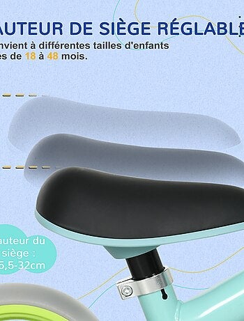 Draisienne enfant selle réglable roues EVA acier