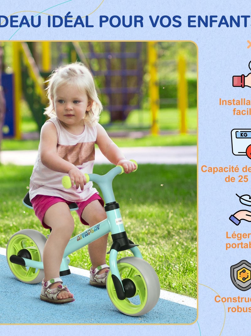 Draisienne enfant selle réglable roues EVA acier Bleu Bleu - Kiabi