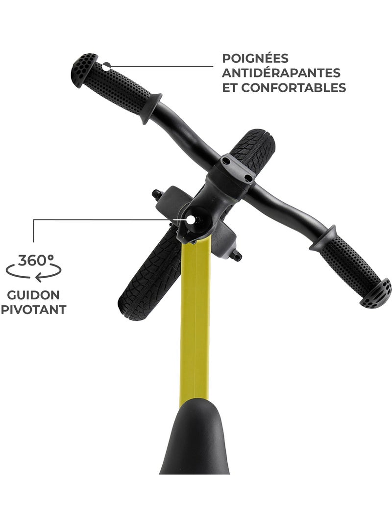 Draisienne Kinderkraft ETER avec Selle Réglable, Roues PU 12 Pouces et Cadre en Nylon Léger Jaune citron - Kiabi
