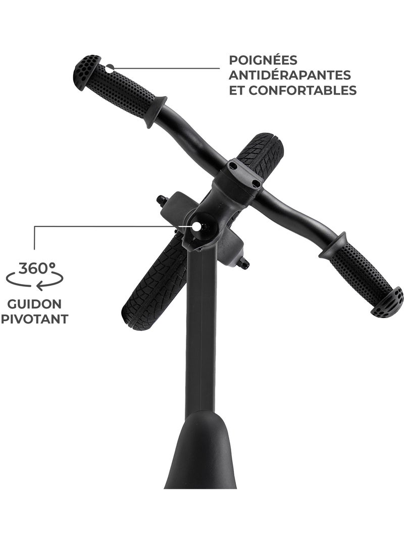 Draisienne Kinderkraft ETER avec Selle Réglable, Roues PU 12 Pouces et Cadre en Nylon Léger Noir - Kiabi