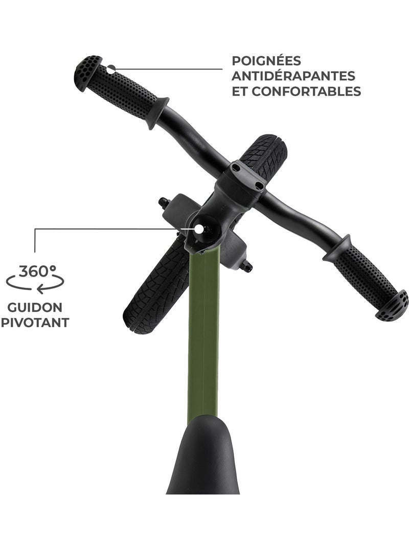 Draisienne Kinderkraft ETER avec Selle Réglable, Roues PU 12 Pouces et Cadre en Nylon Léger Vert - Kiabi