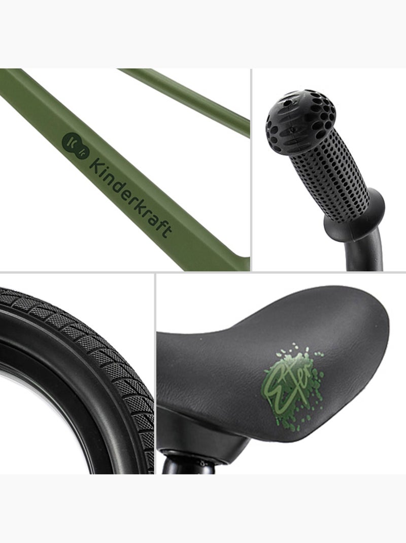 Draisienne Kinderkraft ETER avec Selle Réglable, Roues PU 12 Pouces et Cadre en Nylon Léger Vert - Kiabi