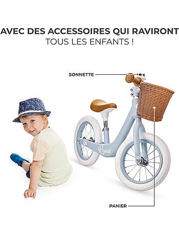 Draisienne Kinderkraft RAPID 2 avec cadre en magnésium, selle réglable, panier rétro et sonnette
