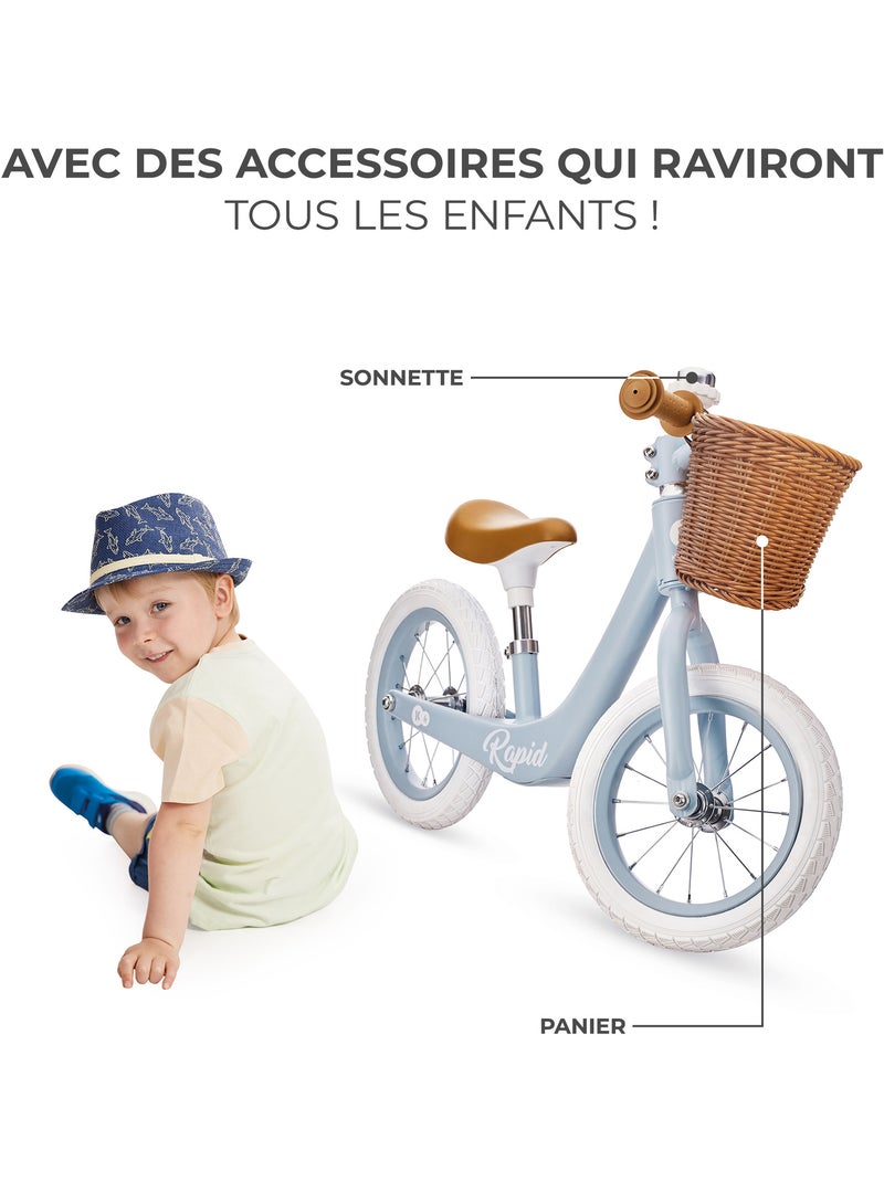 Draisienne Kinderkraft RAPID 2 avec cadre en magnésium, selle réglable, panier rétro et sonnette Bleu - Kiabi