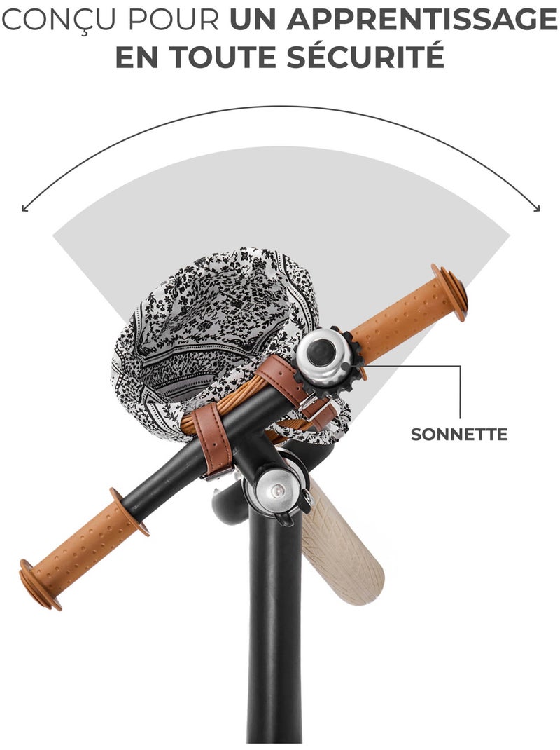 Draisienne Kinderkraft RAPID 2 avec cadre en magnésium, selle réglable, panier rétro et sonnette Noir - Kiabi