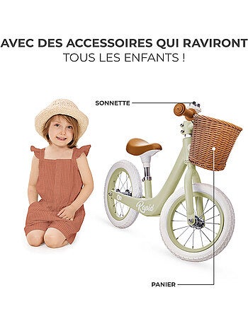 Draisienne Kinderkraft RAPID 2 avec cadre en magnésium, selle réglable, panier rétro et sonnette