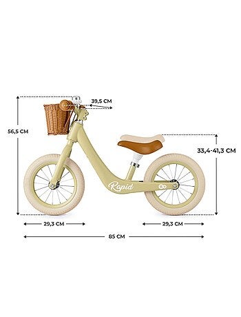Draisienne Kinderkraft RAPID 2 avec cadre en magnésium, selle réglable, panier rétro et sonnette