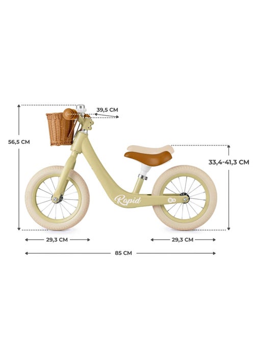 Draisienne Kinderkraft RAPID 2 avec cadre en magnésium, selle réglable, panier rétro et sonnette - Kiabi