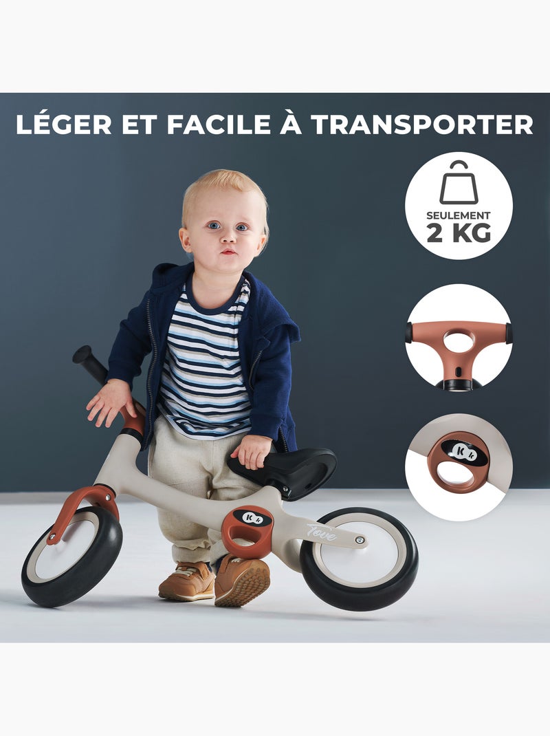 Draisienne Kinderkraft TOVE légère avec selle réglable, roues EVA increvables et pliage rapide Beige - Kiabi