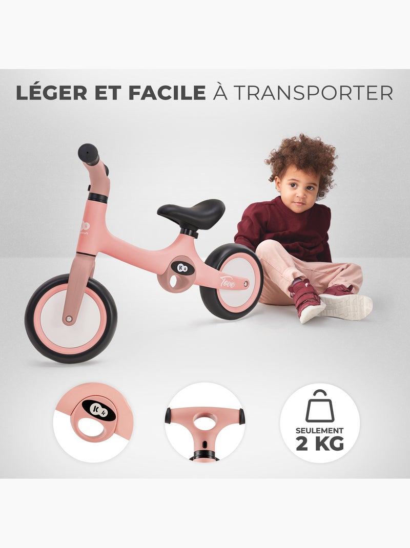 Draisienne Kinderkraft TOVE légère avec selle réglable, roues EVA increvables et pliage rapide Rose - Kiabi
