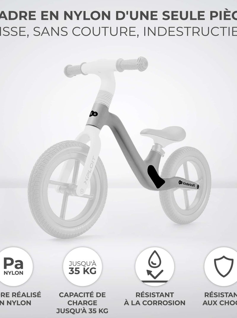 Draisienne légère réglable avec roues PU et repose pieds aimanté Gris - Kiabi