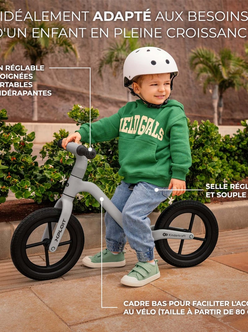 Draisienne légère réglable avec roues PU et repose pieds aimanté Gris - Kiabi