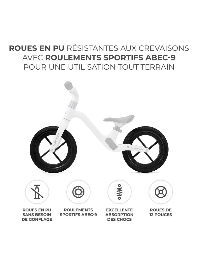 Draisienne légère réglable avec roues PU et repose pieds aimanté Gris - Kiabi