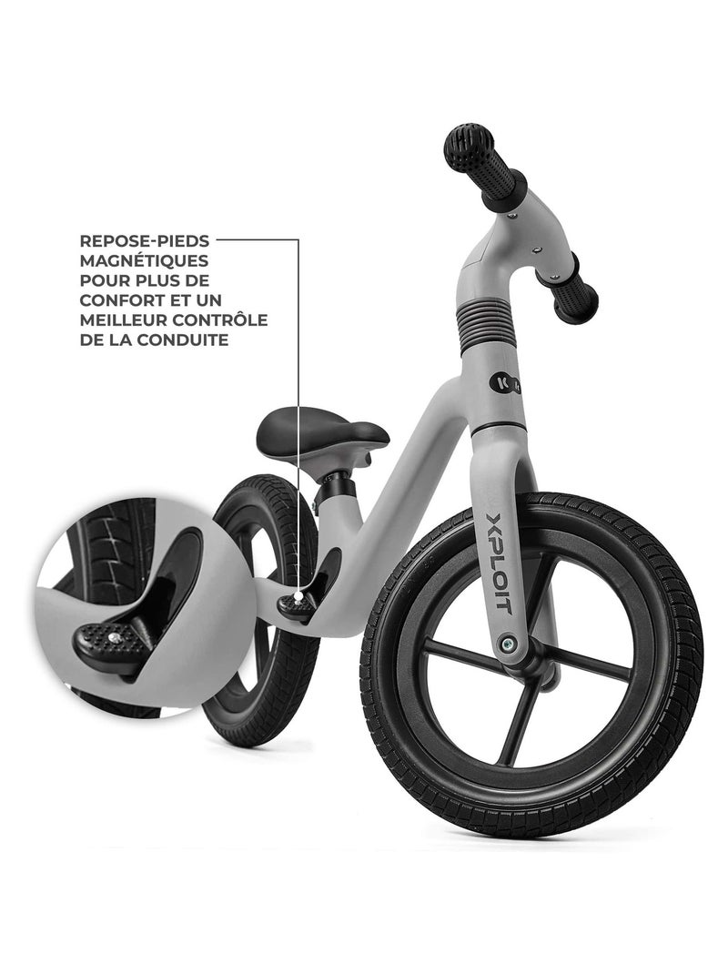 Draisienne légère réglable avec roues PU et repose pieds aimanté Gris - Kiabi