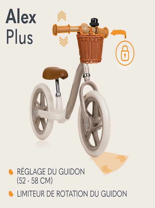 Draisienne  LIONELO Alex Plus - Léger - Selle confortable - Réglable - Panier et Sonnette inclus - Kiabi