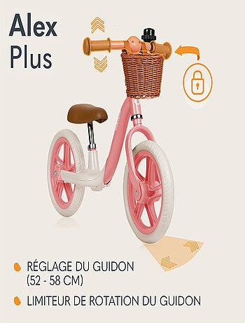 Draisienne LIONELO Alex Plus - Léger - Selle confortable - Réglable - Panier et Sonnette inclus