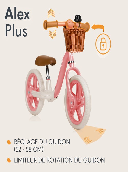 Draisienne LIONELO Alex Plus - Léger - Selle confortable - Réglable - Panier et Sonnette inclus - Kiabi