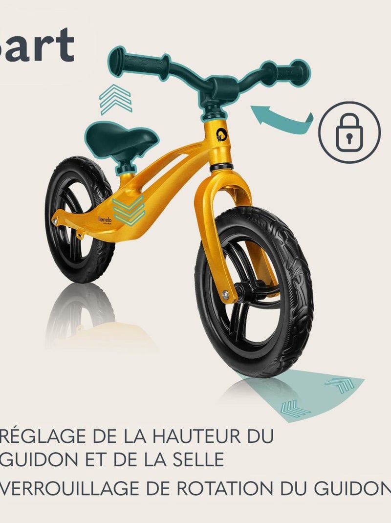 Draisienne LIONELO Bart - Vélo enfant - Jusqu'à 30 kg - Légère - Réglage du guidon et de la selle Bleu - Kiabi