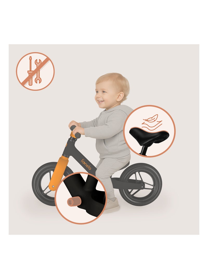 Draisienne LIONELO Toni - Vélo bébé - Léger - À partir de 18 mois - Guidon et selle réglage Noir Orange - Kiabi