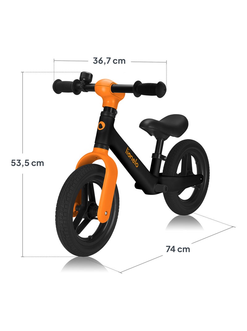 Draisienne LIONELO Toni - Vélo bébé - Léger - À partir de 18 mois - Guidon et selle réglage Noir Orange - Kiabi