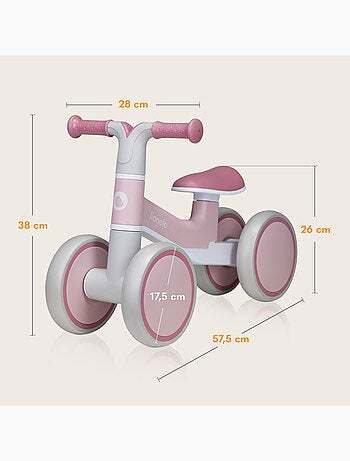 Draisienne LIONELO Villy - Vélo enfant - 4 Roues - Amorti à l'Avant - Siège Ergonomique