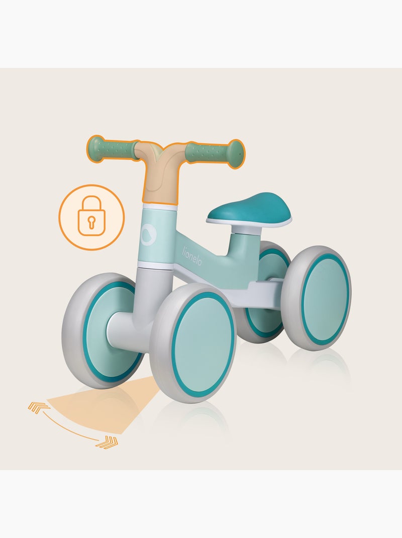 Draisienne LIONELO Villy - Vélo enfant - 4 Roues - Amorti à l'Avant - Siège Ergonomique Bleu turquoise - Kiabi