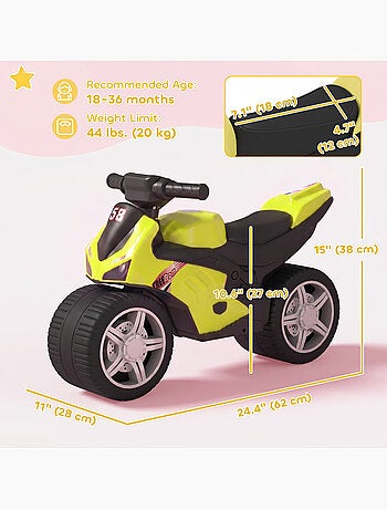 Draisienne moto de course larges roues effets sonores
