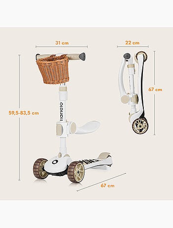 Draisienne trottinette et Casque LIONELO Franky - Roues éclairées - Jusqu’à 50 kg - Panier