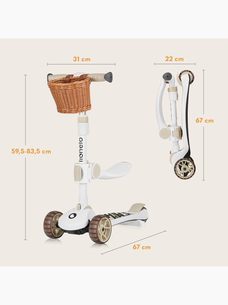 Draisienne trottinette et Casque LIONELO Franky - Roues éclairées - Jusqu’à 50 kg - Panier Beige - Kiabi