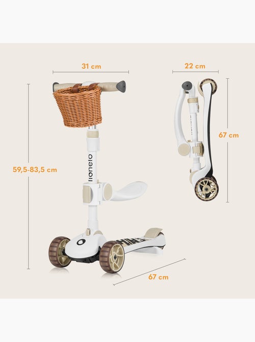 Draisienne trottinette evolutive LIONELO Franky - Roues éclairées - Jusqu’à 50 kg - Panier - Kiabi