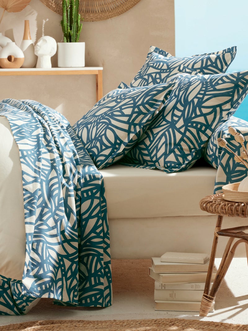 Drap coton végétal géométrique Bleu - Kiabi