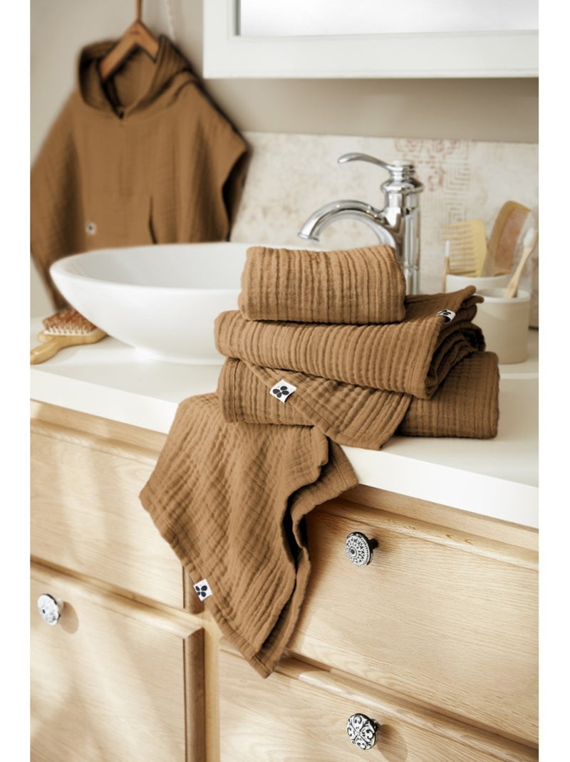 Drap de Bain - Quadruple Gaze de Coton 220 g/m² - Gaia Camel - Kiabi